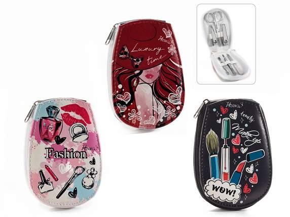 Set manicure con 6 accessori custodia similpelle Trucchi