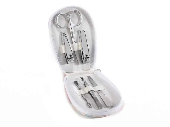 Set manicure con 6 accessori custodia similpelle Trucchi