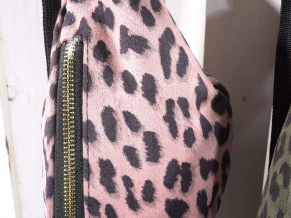 Marsupio stoffa leopardata Animalier con chiusura zip