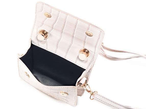 Mini bag a mano similpelle bianco fumo effetto coccodrillo