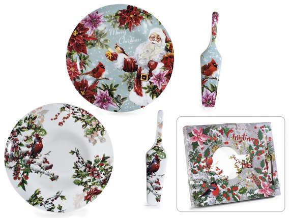 Set piatto e paletta in porcellana decorata in conf. regalo
