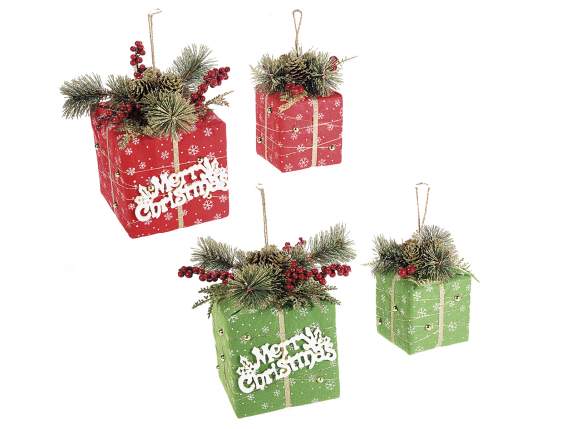 Set 2 pacchi regalo decorativi da appendere