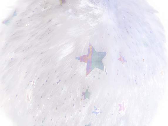 Set 3 palline eco-pelliccia c-stelle e glitter da appendere