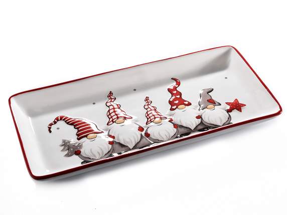 Piatto in ceramica lucida con decoro Babbo Natale