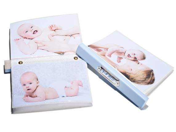Scatola portafoto legno primo anno con 6 album a cassetto