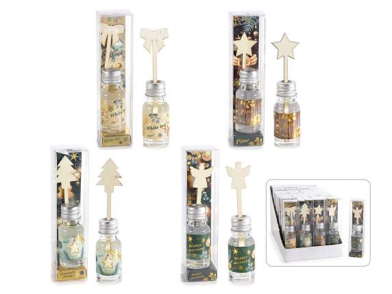 Profumatore piccolo 10ml con stick natalizio in legno