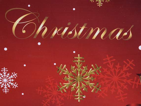 Sacchetto carta Christmas Village con manici e glitter