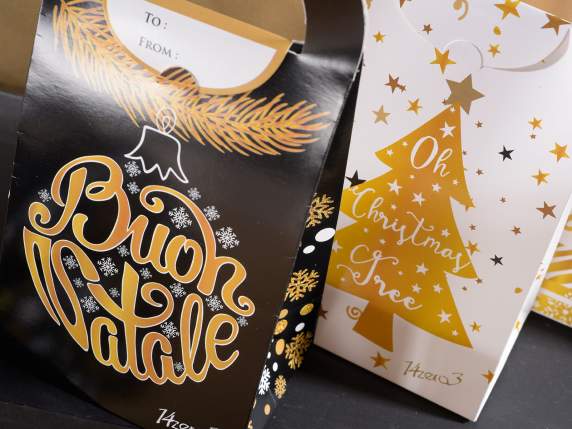 Sacchetto in carta con manico e stampa Golden Christmas