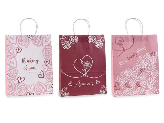 Sacchetto-busta grande in carta Rose - Cuori
