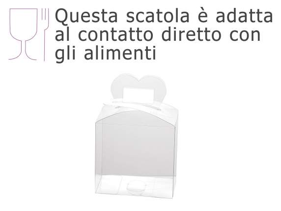 Scatola rettangolare con manico in PET - uso alimentare