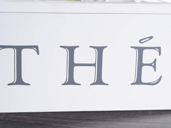 Scatola té - spezie legno e vetro con 9 scomparti e scritte