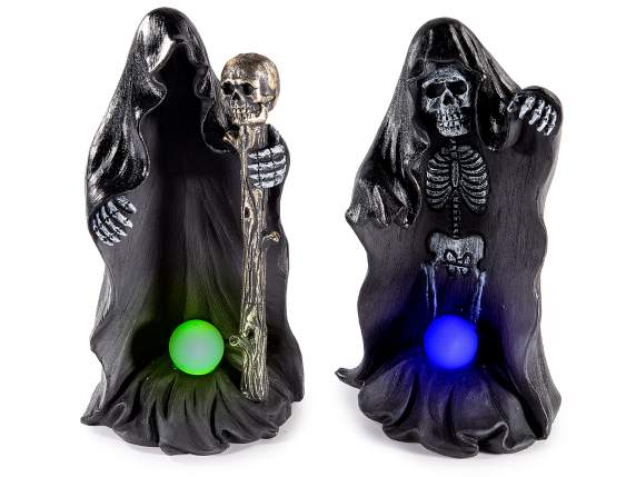 Scheletro fantasma in resina con luce LED cangiante