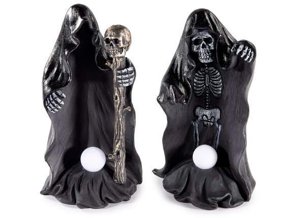 Scheletro fantasma in resina con luce LED cangiante