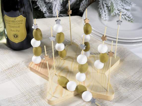 Set aperitivo natalizio in legno con stecchini conf. singola