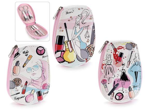 Set manicure c-6 accessori custodia similpelle Trucchi
