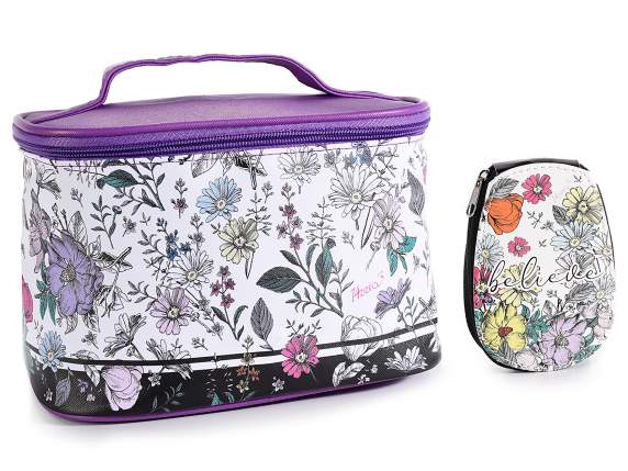 Set trousse-beauty e kit manicure in similpelle Fiori