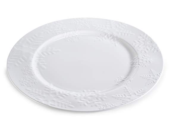 Sottopiatto decorativo bianco in plastica c-fiocchi di neve