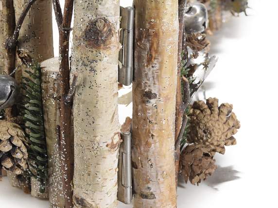 Staccionata decorativa betulla con pigne e decori