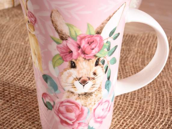 Tazza mug in porcellana con decoro Bunny