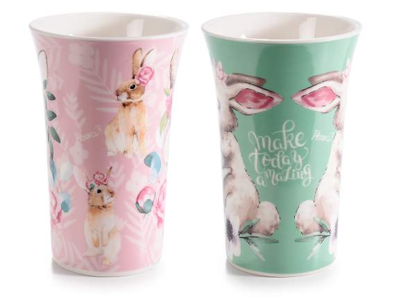 Tazza mug in porcellana con decoro Bunny