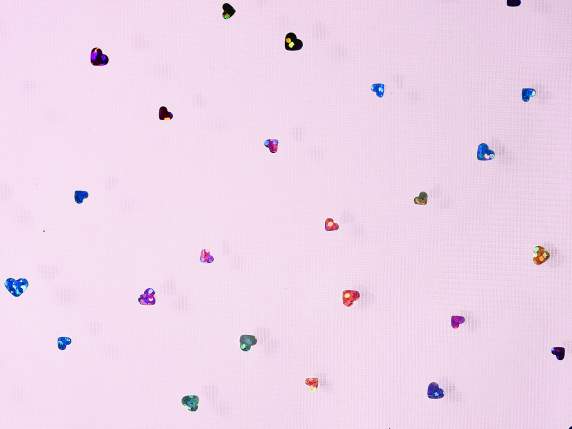 Rotolo di tulle colorato c-paillettes a cuore