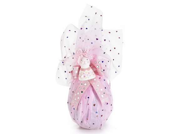 Rotolo di tulle colorato c-paillettes a cuore