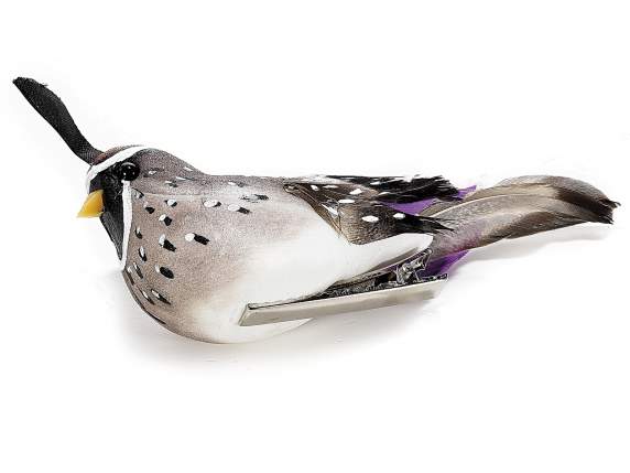 Scat 10 uccellini dipinti a mano c-coda di piume vere e clip