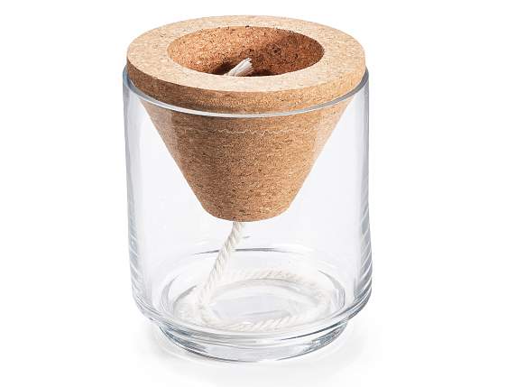 Vaso in vetro e sughero 100 ml con corda autoirrigante