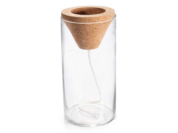 Vaso in vetro e sughero 220 ml con corda autoirrigante