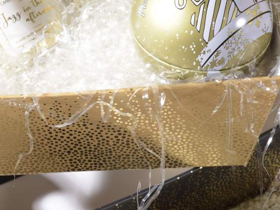 Vassoio in carta con manici e decorazioni natalizie dorate