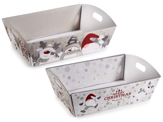 Vassoio in carta con manici e decori Snow Holiday