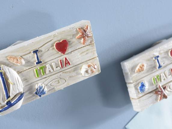 Aimant en resine de couleur I love Italy avec magnet