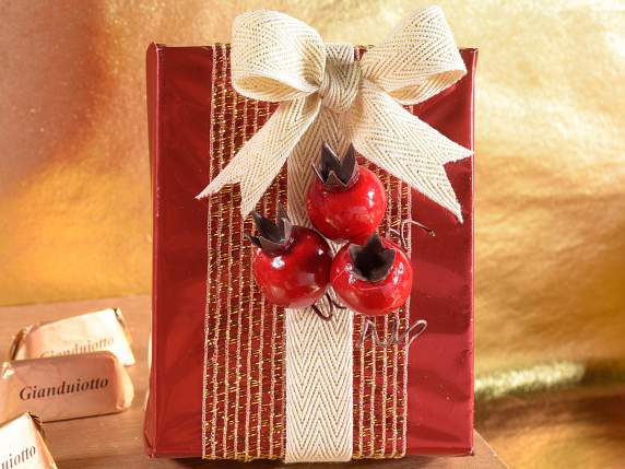 Baie rouge artificielle avec tige malléable