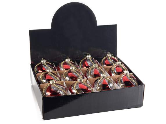 Boule en verre transparent avec pierres précieuses dorées