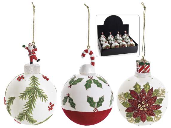 Boule de verre à suspendre sur le thème de Noël
