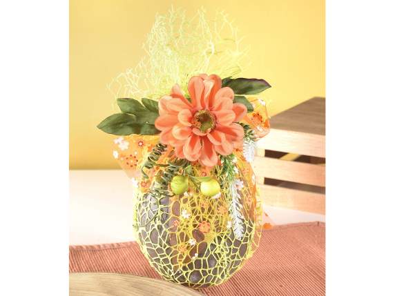 Bouquet avec anémone en tissu, baies et petites fleurs