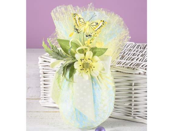 Bouquet avec anémone en tissu, oeuf, noeud et papillon