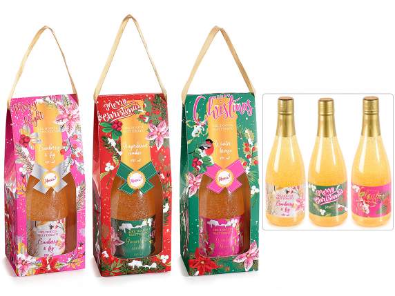 Bouteille de champagne avec gel douche pailleté 430ml