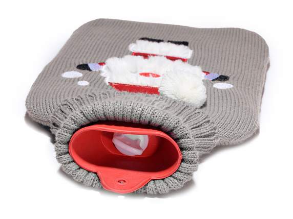 Bouillotte eau cache avec revetement tricoté et déco de Noel