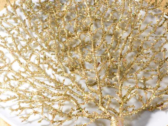 Branche déventail artificielle à paillettes dorées