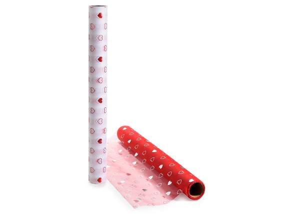 Rouleau de tulle coloré avec coeurs métalliques