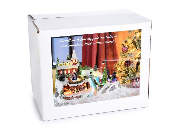 Paysage de Noël en résine avec lumières,musique et mouvement