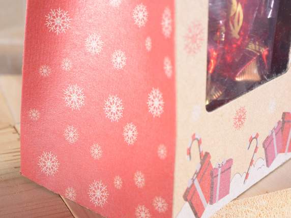 Boîte en papier kraft avec impression Reindeer Up et vitri