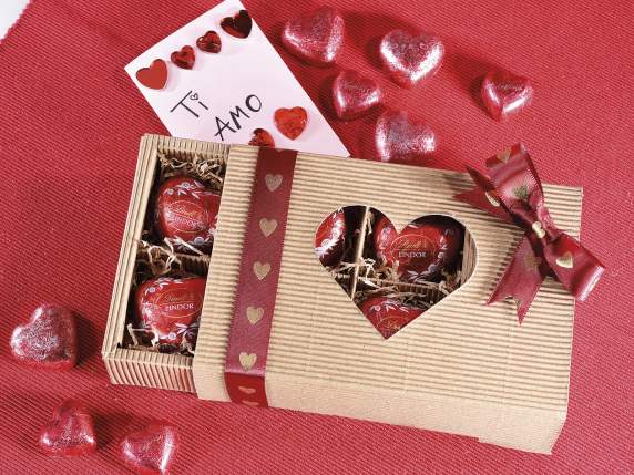 Boîte en carton ondulé 6 compartiments avec vitrine coeur