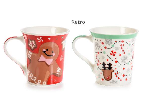 Coffret cadeau 2 mugs de Noël en porcelaine 300 ml