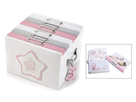 Boîte photo en bois pour bébé fille première année albums 6