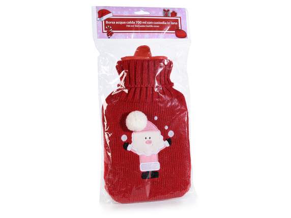 Bouillotte avec doublure tricotée et décorations de Noël