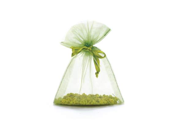 Sachet en organza vert pomme 8x11 cm avec cordon de serrage