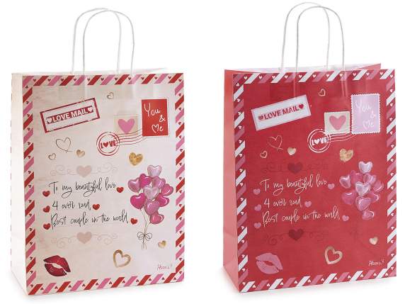 Grand sac - enveloppe en papier avec imprimé Saint-Valentin