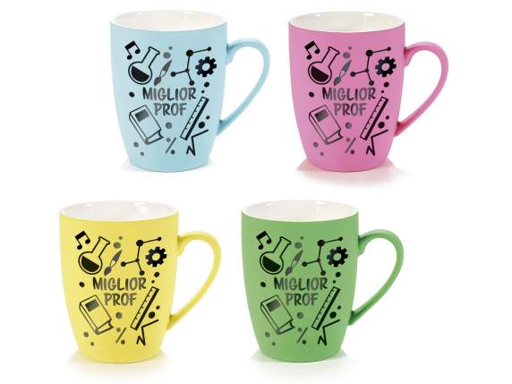 Mug en porcelaine fluo mate effet caoutchouc Meilleur profe